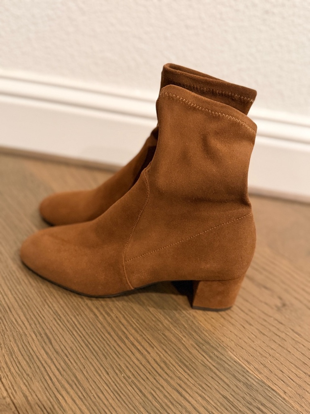 Stuart Weitzman Brown Ankle Sock Booties